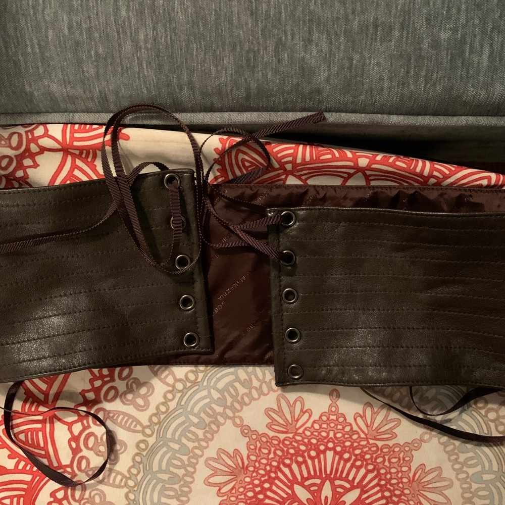 BCBG Maxazaria leather lace up belt